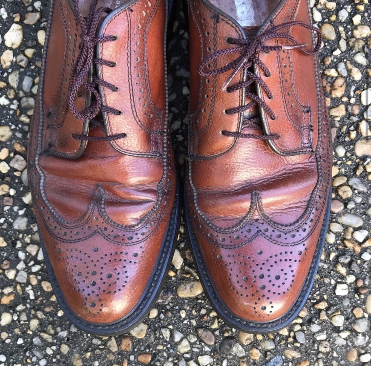Vintage Classic Brown Dexter Heavy Punched Wingtip Brogue Oxfords Vtg Brown Dexter Heavy Punched WingTip Oxford Dress Shoes  main image 4