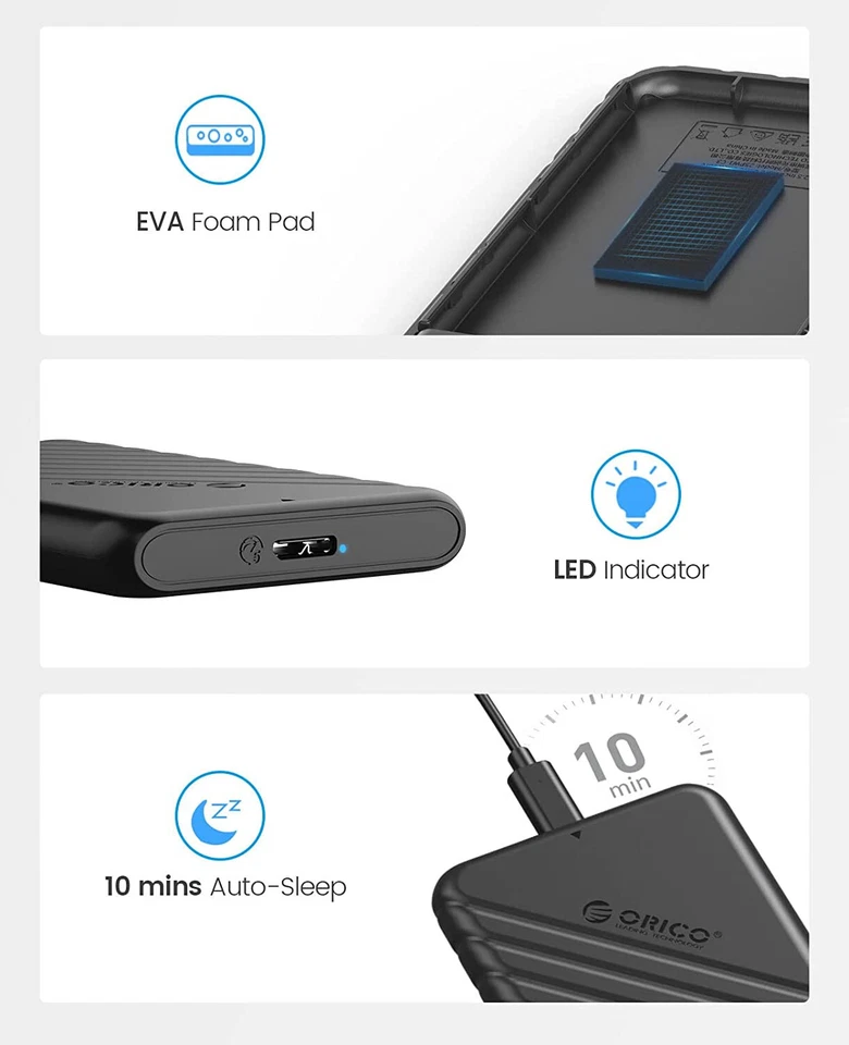ORICO USB 3.0 External SATA III Hard Drive Enclosure 2.5 Inch HDD SSD Caddy Case - Image 4 of 4
