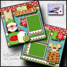 MILK COOKIES FOR SANTA 2 PREMADE SCRAPBOOK PAGES Paper CHRISTMAS BY CHERRY
