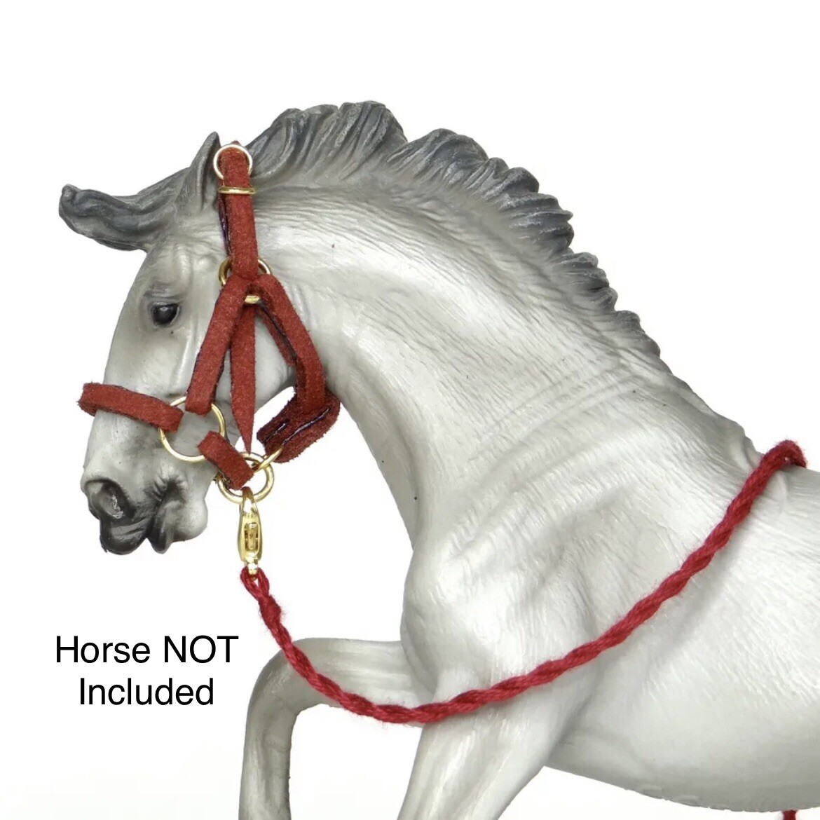 Handmade Schleich 1:24 Burgundy halter Lead with Gold Hardware