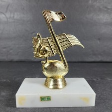 Trebel Clef Note Musical Themed Trophy Award White Marble Base Made in Italy