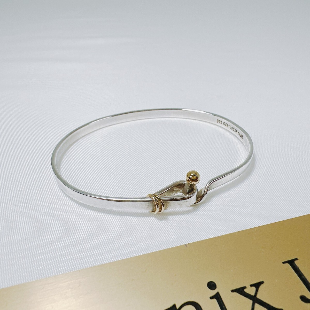 TIFFANY & Co. Bracelet Hook & Eye Bangle Silver 18K Yellow TIFFANY & Co. Bracelet Hook & Eye Bangle Silver 18K Yellow