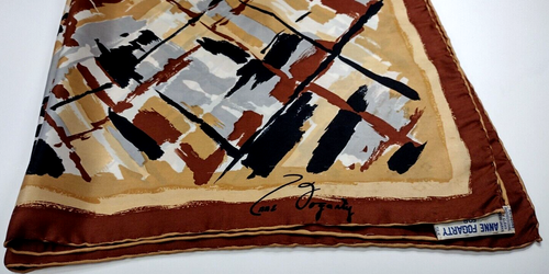 ANNE FOGARTY Abstract ALL SILK Scarf Vintage JAPAN Signature David E. Schwab - Picture 4 of 22