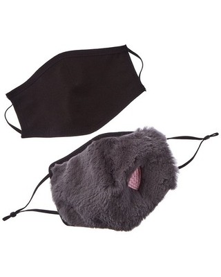 Adrienne Landau 2Pc Face Warmer & Cloth Face Mask Set Women's Grey