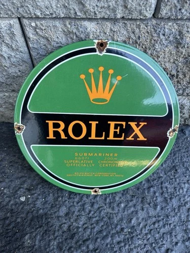 Vintage Rolex Luxury Watches Porcelain Sign - Submariner Store Gas Pump Sign