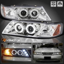 Fits 1995-1999 Sentra 95-98 200SX LED Halo Projector Headlights Lamps Left+Right