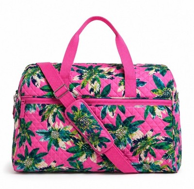 Vera Bradley Grand Traveler Bag Tropical Paradise Pink NWT Quilted Weekender