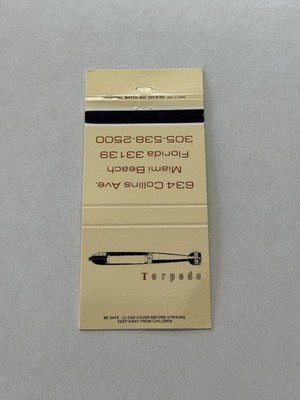 Torpedo Miami Beach Florida Vintage Matchbook Cover 1E
