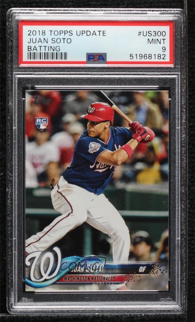2018 Topps Update Juan Soto (Vertical Blue Jersey) #US300 PSA 9 MINT Rookie RC view 1