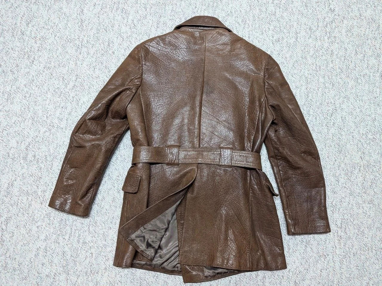 1970s vintage BELTED brown leather 38 trench coat ERICSON overcoat SHERLOCK image 2