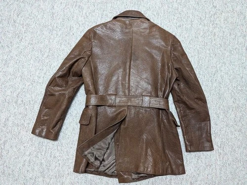 1970s vintage BELTED brown leather 38 trench coat ERICSON overcoat SHERLOCK image 2