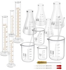 Glass Beaker Set 50/100/250/500 ml, Glass Flask 50/100/150/250 ml, Graduated ...