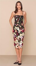 NWT lulus Thriving Energy 3D Floral Embroidered Lace-Up Midi Dress