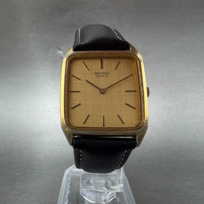 Seiko Tank Watch Men 27mm Champagne Dial Gold Tone Octagon 7430