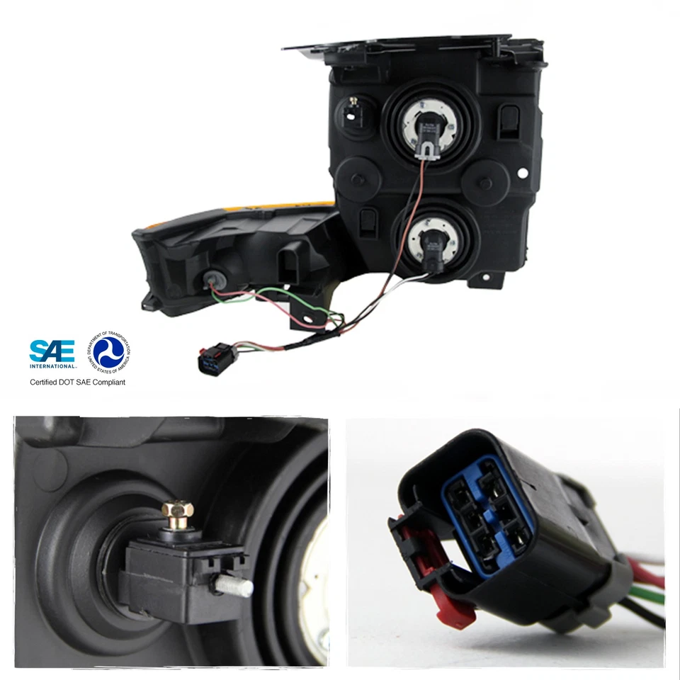 Par de repuesto de faros delanteros negros ámbar para Jeep Commander SUV 06-10 Foto 3 de 4