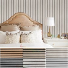 Cream Wood Slat Panelling Wallpaper 3D Wooden Panel Effect Stripes Home Feature
