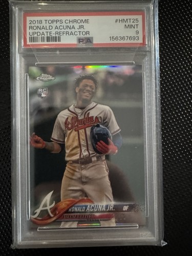 2018 Topps Chrome Update Ronald Acuna Jr Rookie Refractor # 230/250 #HMT25 PSA 9