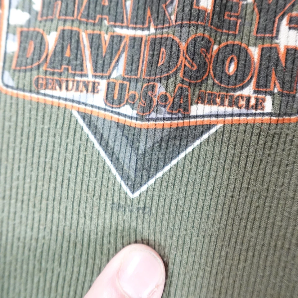 Camisa Harley Davidson para mujer grande verde manga larga con logotipo alado top de motociclista Foto 4 de 4