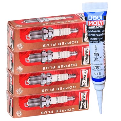 4x CHAMPION Zündkerzen + LIQUI MOLY Fett für RL 200 ASPEN SEBRING AVENGER