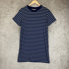Madewell T-shirt Dress Womens Small Blue White Stripe Short Sleeve Stretch-4002