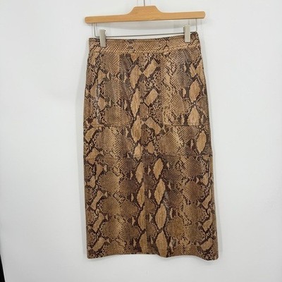 Anthropologie Current Air Orly snake-printed pencil skirt brown sz 2