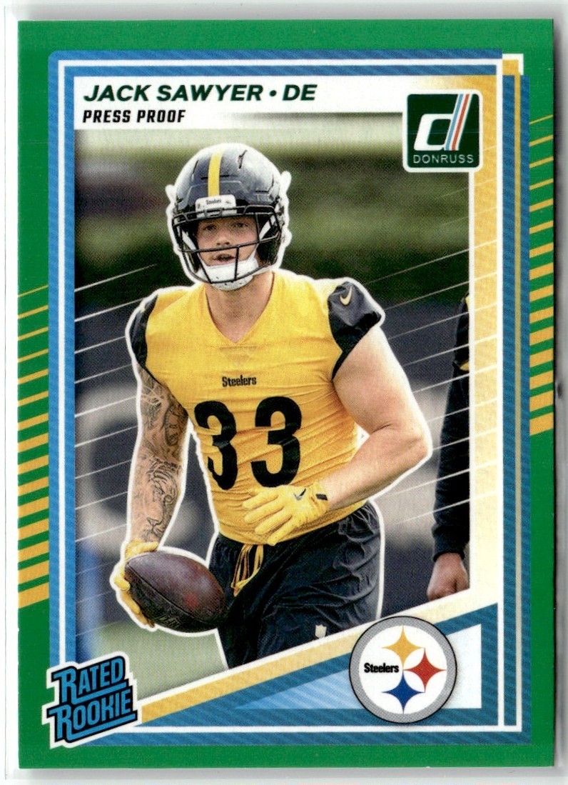 Jack Sawyer RC 2025 Donruss Press Proof Green Rated Rookie Pittsburgh Steelers