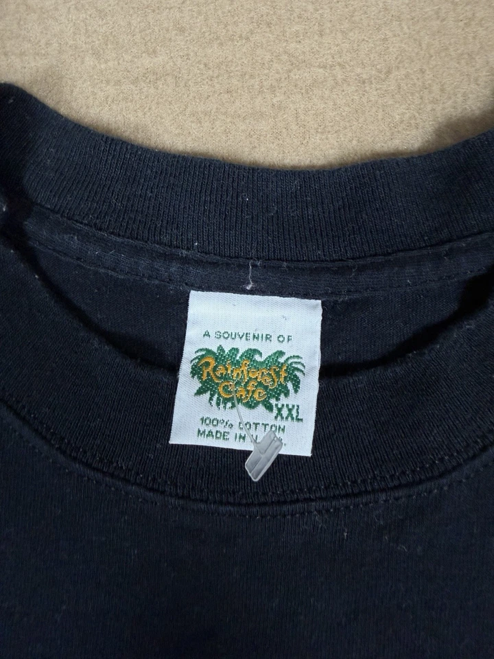 Vintage Rainforest Cafe Iggy T-Shirt Iguana 90s Mens Size XXL Black Made In USA - Image 3 of 4