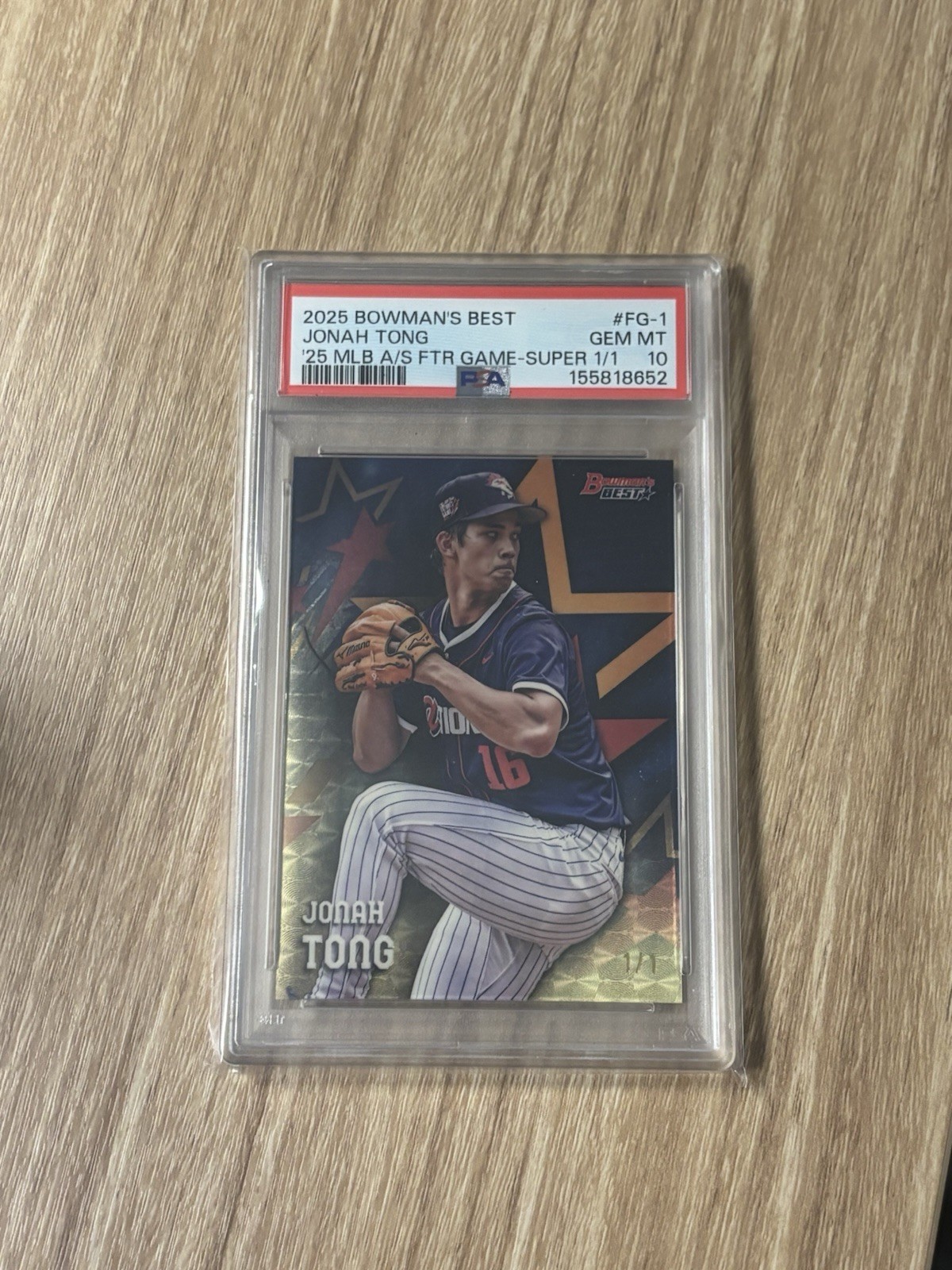 2025 Jonah Tong Bowman’s Best MLB All Star FTR. Game Superfractor 1/1 PSA 10