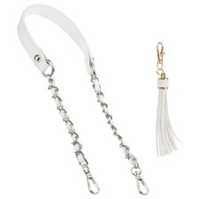 24 Inch Purse Chain Strap Purse Strap Replacement with Tassel White/Silver