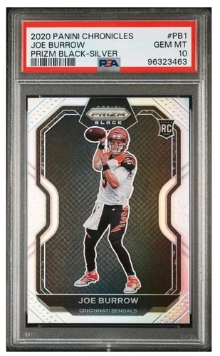 2020 Panini Chronicles - Prizm Black Joe Burrow #PB-1 Silver Rookie PSA 10
