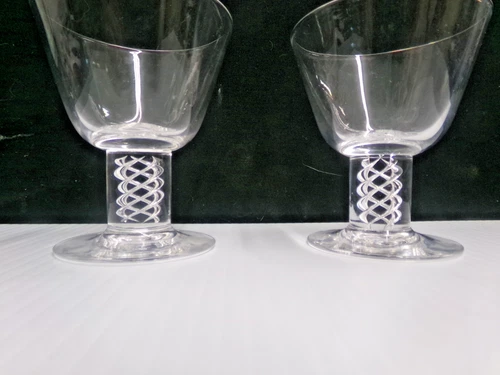 Steuben Crystal - Air Twist Liquor Cocktail Glasses 8011  Signed  3.75"