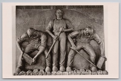 Niederlande RPPC Afsluitdijk Denkmal Steinarbeiter Relief Echt Foto Postkarte