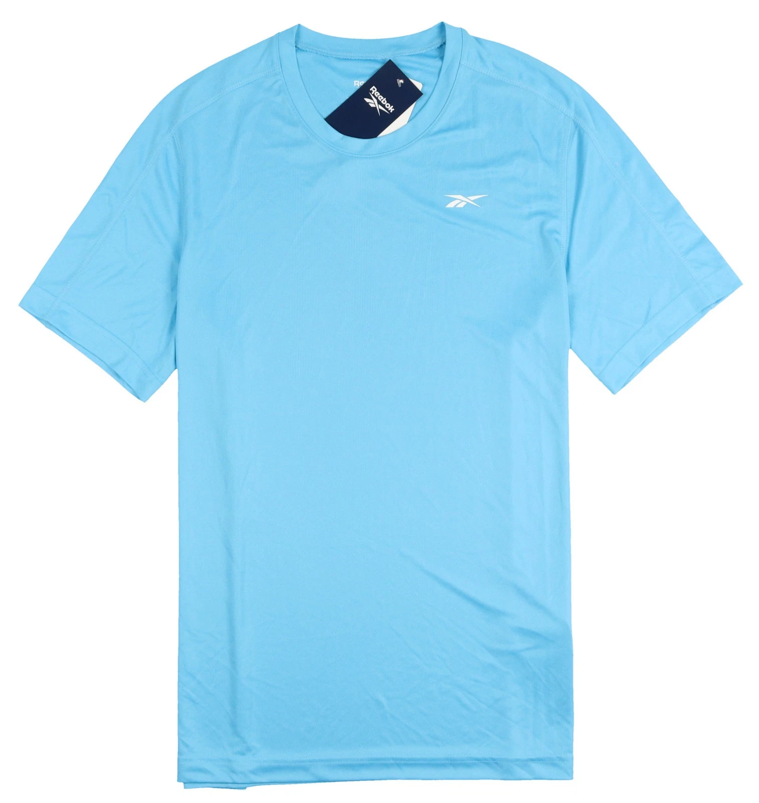 REEBOK Short Sleeve Crewneck Training Tech T-Shirt sz L Large Bold Cyan Blue