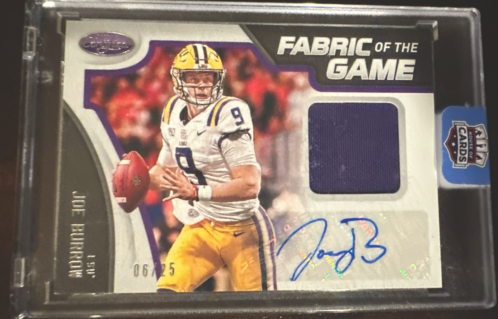 Joe Burrow Panini Chronicles Draft Picks Certified Collegiate Fabric of the Game Signatures #1 Base