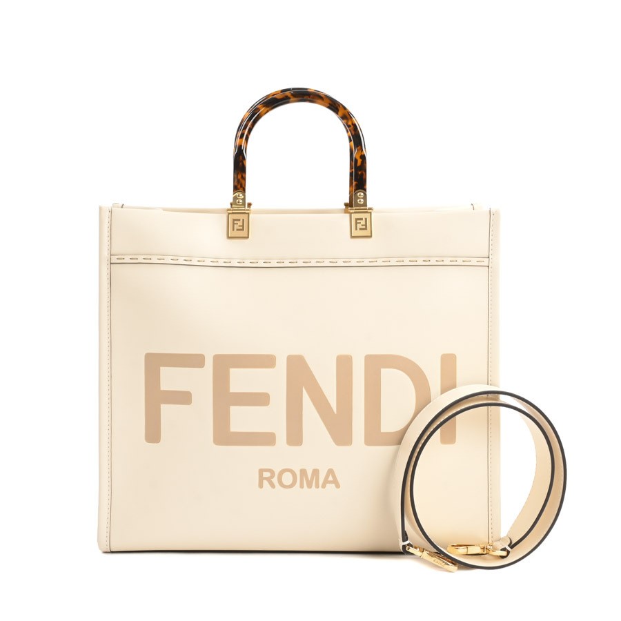 FENDI Sunshine Medium Tote Bag 8BH386 ABVL Ivory Ladies Used A item