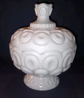 VTG L E SMITH MOON & STAR MILK GLASS LIDDED COMPOTE EXCELLENT CONDITION !!!!