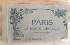 Antique 24 Postcard Album Book Of Paris France The Sainte Chapel 