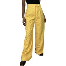 VINTAGE 70S YELLOW FLARED BELL BOTTOMS PANTS TALON ZIPPER WOMENS 27