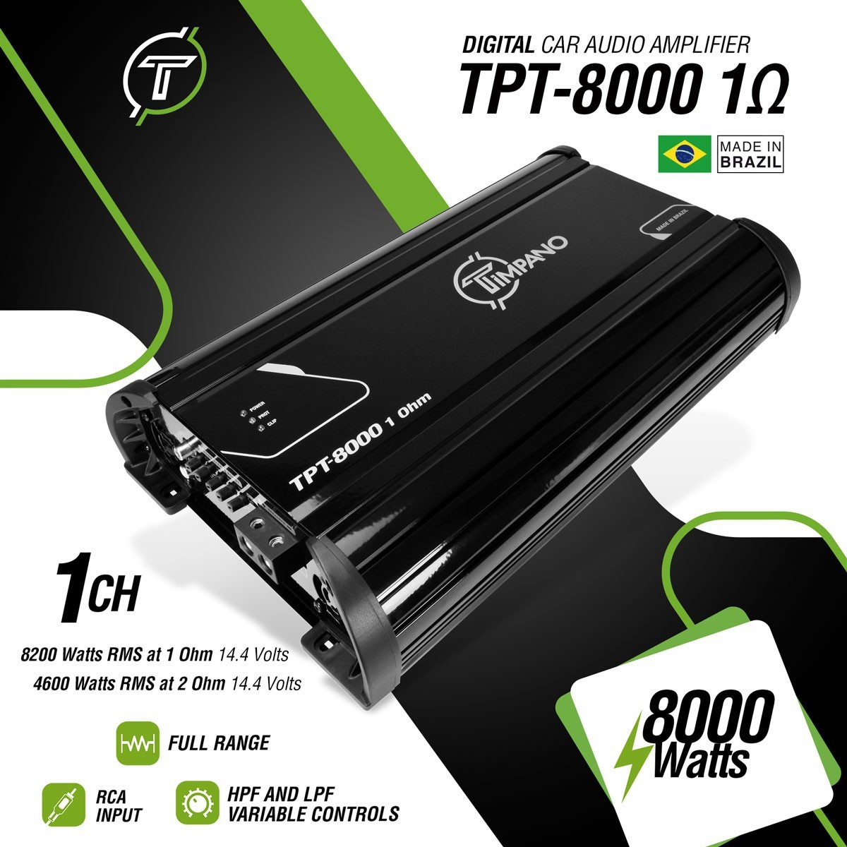 Timpano TPT 8000 1 Ohm Full Range Amp 8000 Watts RMS Digital Amp