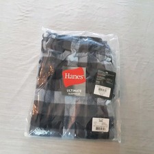 Mens Large Hanes Microfleece Sleepwear Pants Blue Multicheckered NWT