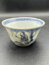Antique 17thC Chinese Blue & White Tea Bowl Scholar Late Ming / Early Qing