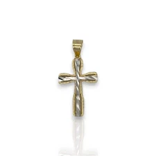 Cross Two Tone Pendant - 10k Yellow Gold