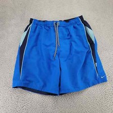 Nike Shorts Mens XL Blue Lined Swim Outdoors Stretch Swoosh Logo Drawstring