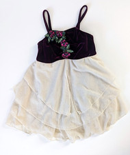 Revolution Dancewear Cream  Purple Dress/Leotard Medium Child