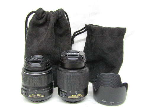 Nikon Lens Bundle - AF-S DX NIKKOR 18-55 mm and 55-200mm w/ Hood (Read Descript)