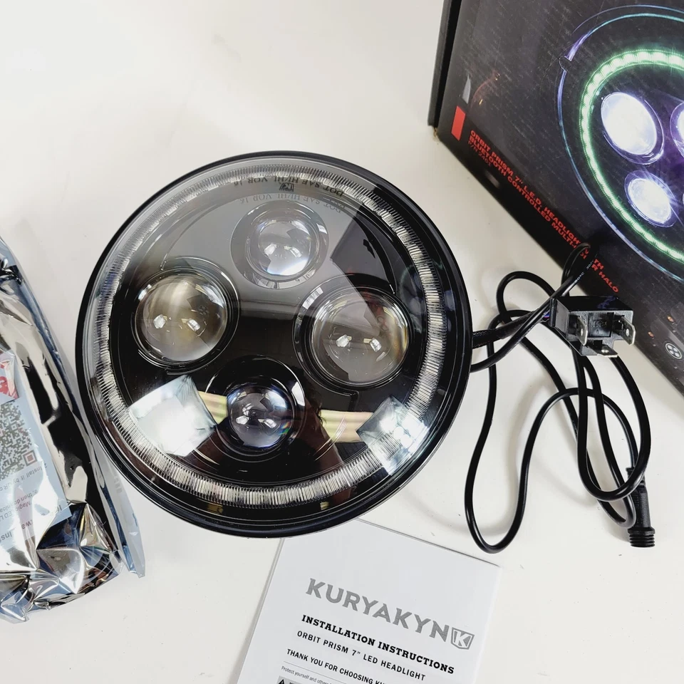 Kuryakyn 2461 Black Orbit Prism 7" L.E.D. Headlight 94-23 Harley Davidson - Image 2 of 4