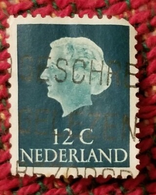 Cancelled Netherlands Postage Stamp.12c, Queen Juliana 1950s | eBay