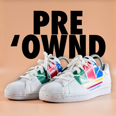 Adidas Women's Superstar Pure J Sneakers Colorful Trefoil Cloud White Size US 6
