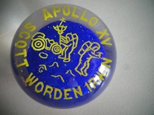Marked GENTILE Glass Paperweight Apollo 15 Moon Walking Scott Worden Irwin