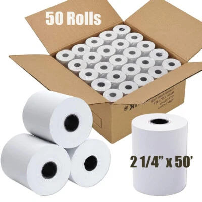 2 1/4" x 50' Thermal Receipt Paper 50 Rolls Cash Register POS Credit Card Tape